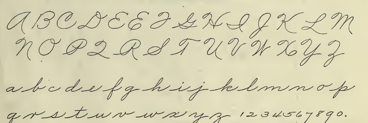 Capital and lowercase cursive alphabet rows in the 1915 Palmer Method of Business Writing