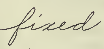 Public-domain Palmer word example showing lowercase f in the word fixed.